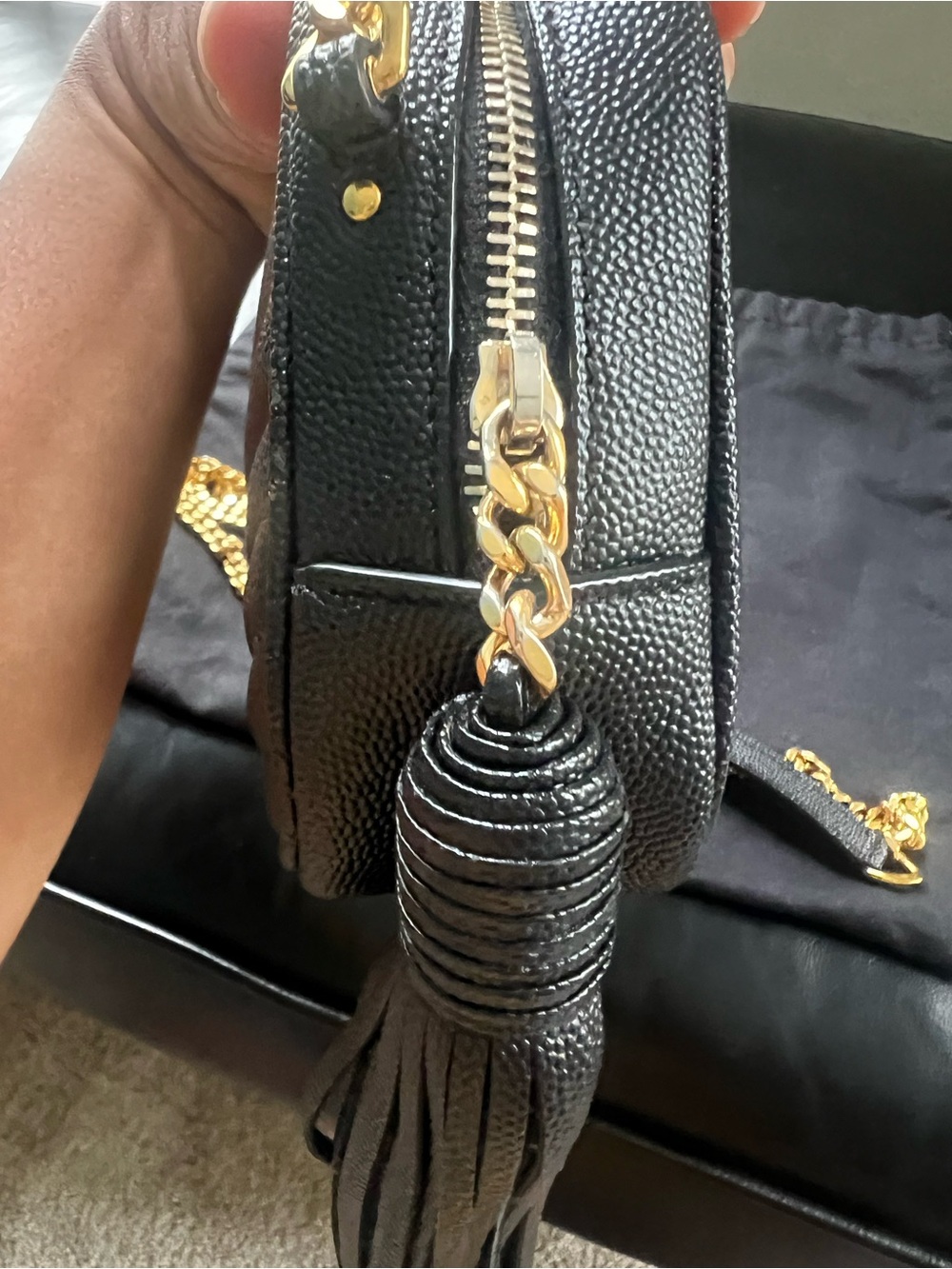Saint Laurent Black Chevron Quilted Crossbody Camera Bag with Gold YSL Logo - Picture 9 of 15